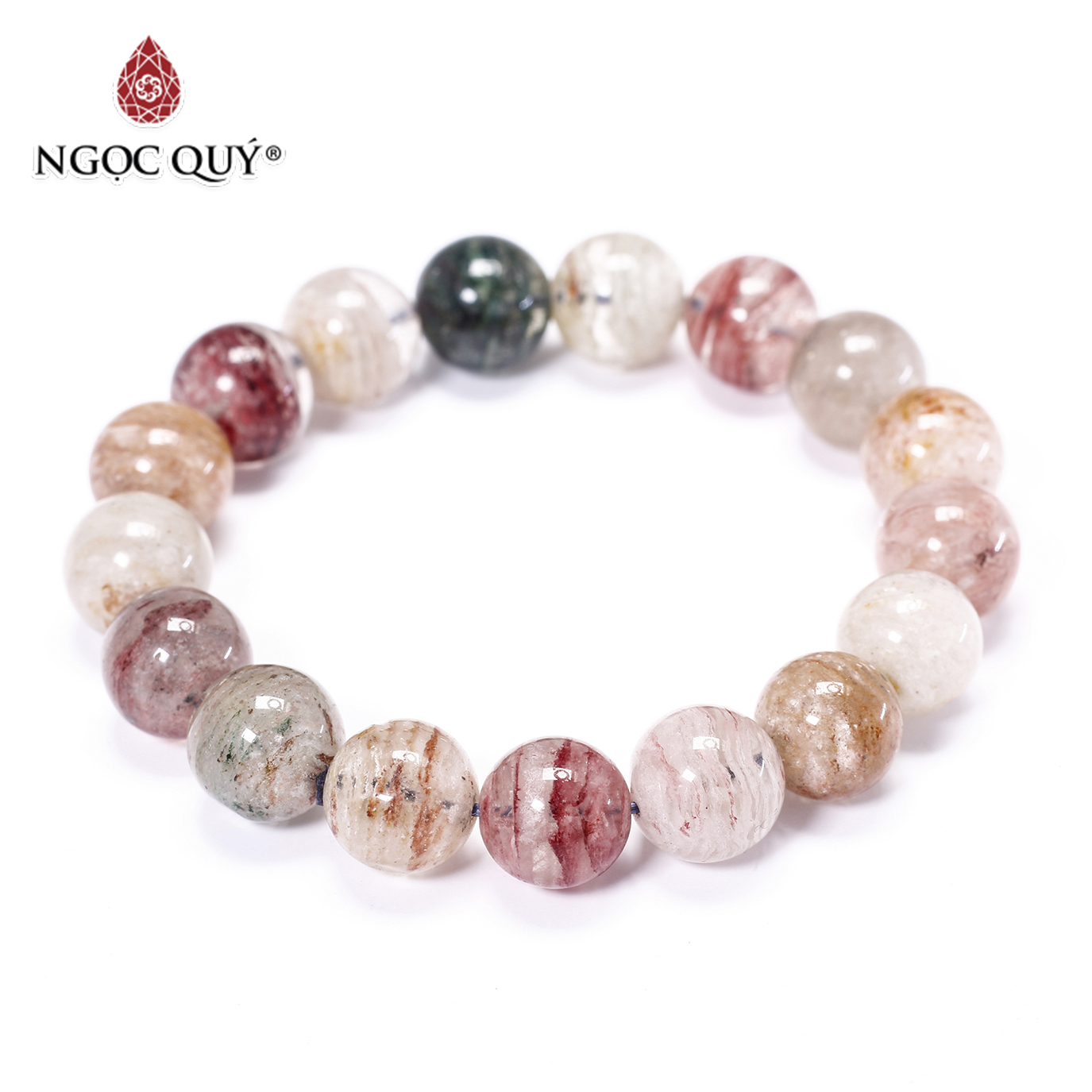 Vòng tay đá ưu linh đa sắc size hạt 13mm - Ngọc Quý Gemstones