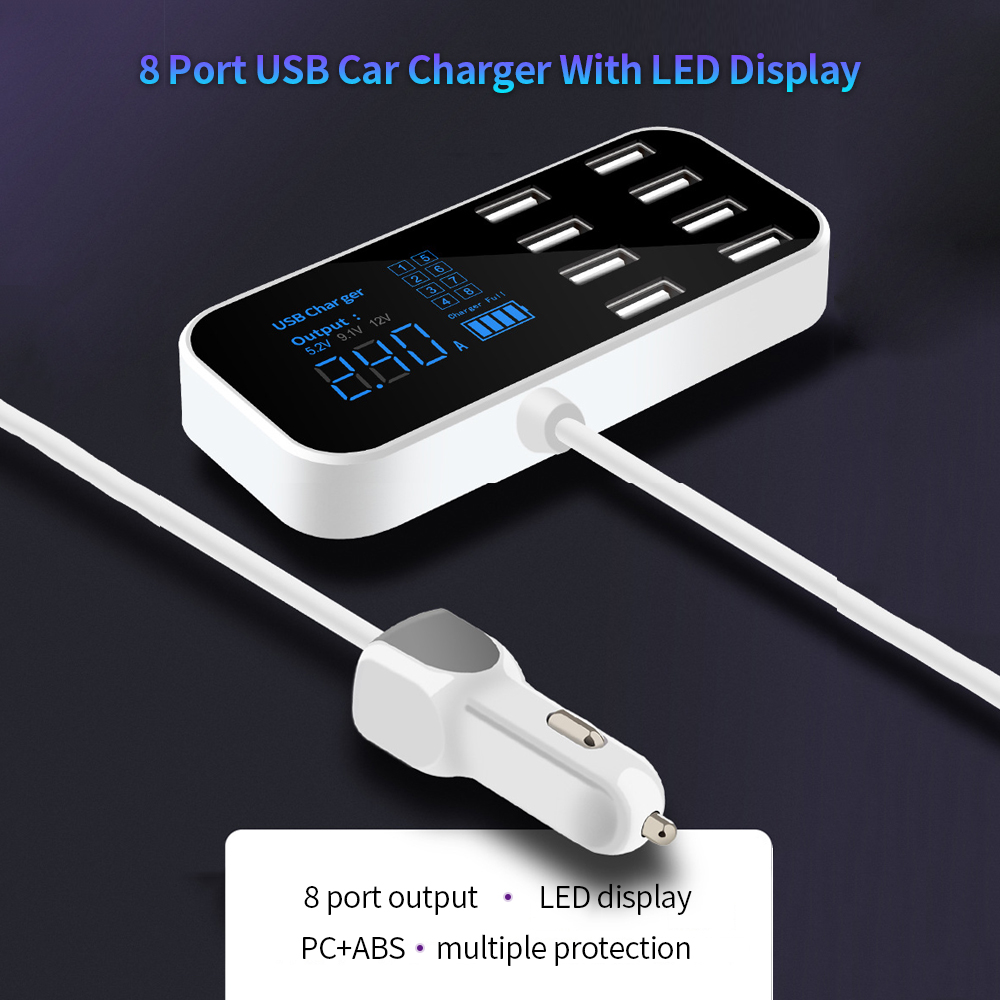 Bộ sạc nhanh cho ô tô A9S 8 cổng USB với màn hình LED