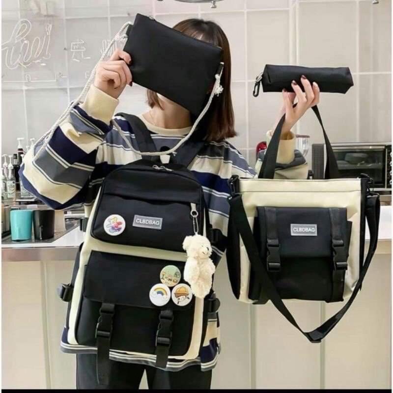 Combo balo 4 món, Set balo 4 món đi học, balo 4 món Ulzzang thời trang nam nữ unisex Hàn Quốc- MENTUBAG