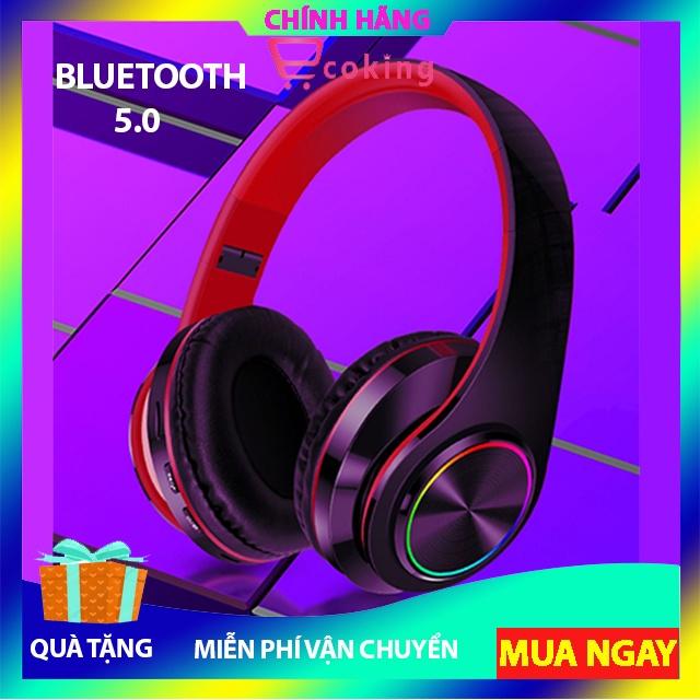 Tai nghe cute bluetooth 5.0 B39 Ecoking,có micro trò chuyện,đèn led,đài FM,ổ cắm thẻ nhớ, bas chất l- Hàng Chính Hãng