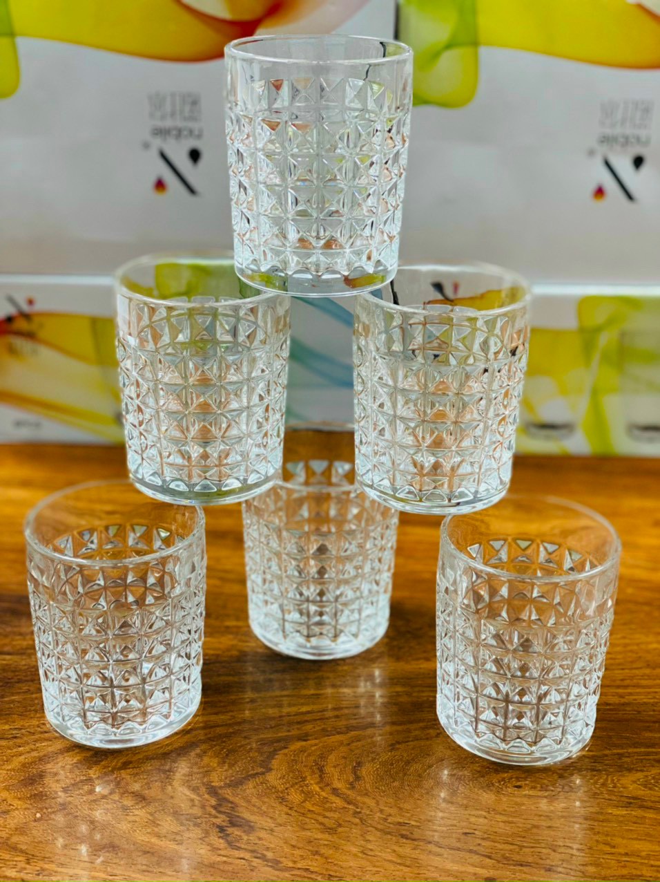 Bộ 6 cốc thuỷ tinh kim cương trắng - ABD