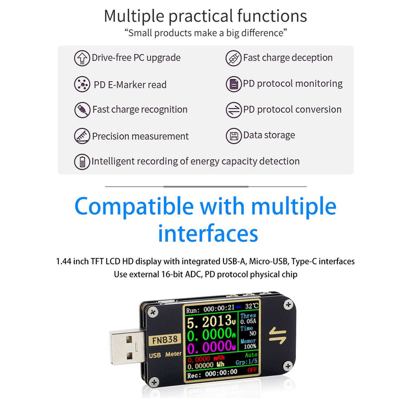 Usb Meters DC 4-24V 5A Current and Voltage Monitor, USB Voltmeter Ammeter Load Tester Multimeter