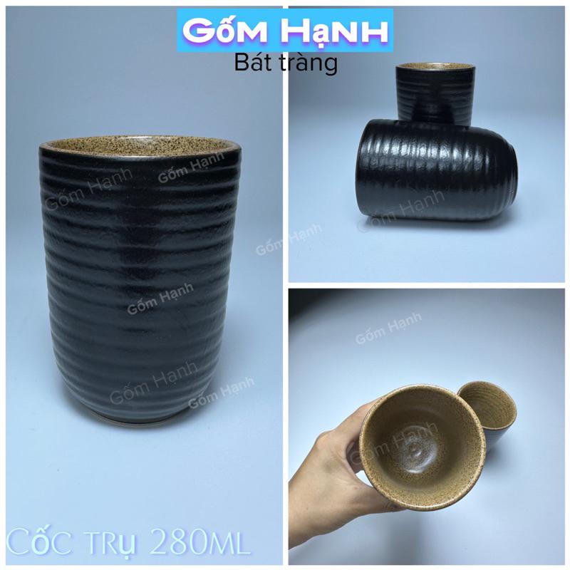 Cốc ly gốm sứ Bát Tràng dáng trụ vintage dung tích 280ml - Cốc Trà Xanh Cốc uống Cafe Trà đá