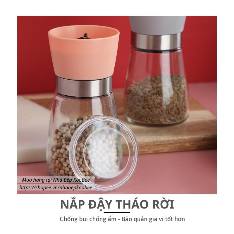 Lọ xay hạt tiêu cầm tay cao cấp KooBee - Máy xay hạt tiêu đen, tiêu sọ, muối hồng, ớt khô đa năng tiện dụng