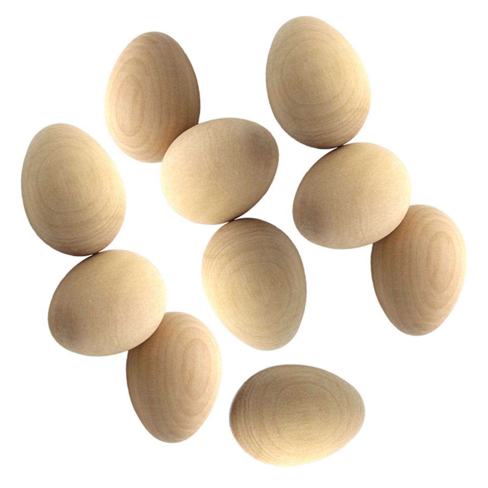 10Pcs Smooth DIY Wood Easter Egg Fake Eggs Wooden Blank Eggs for ...