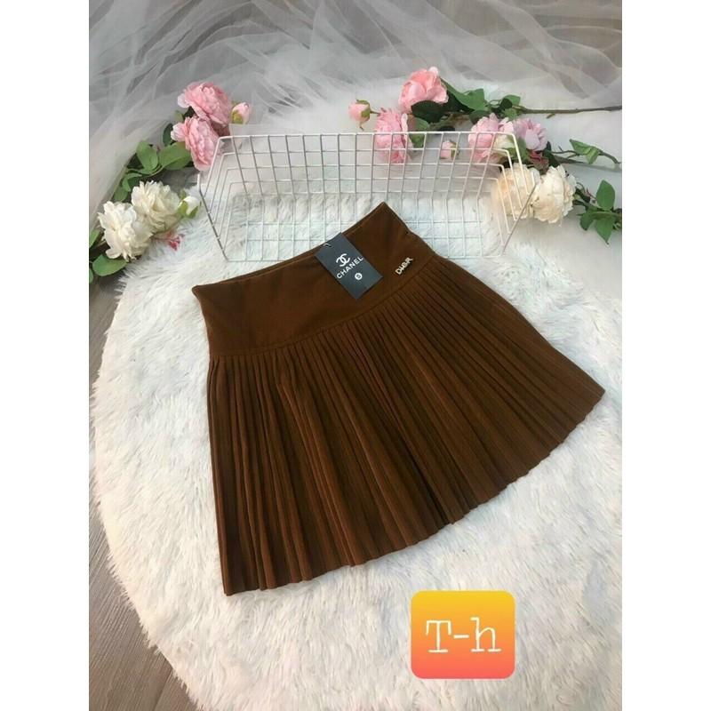 Chân váy nhung dập ly cạp to