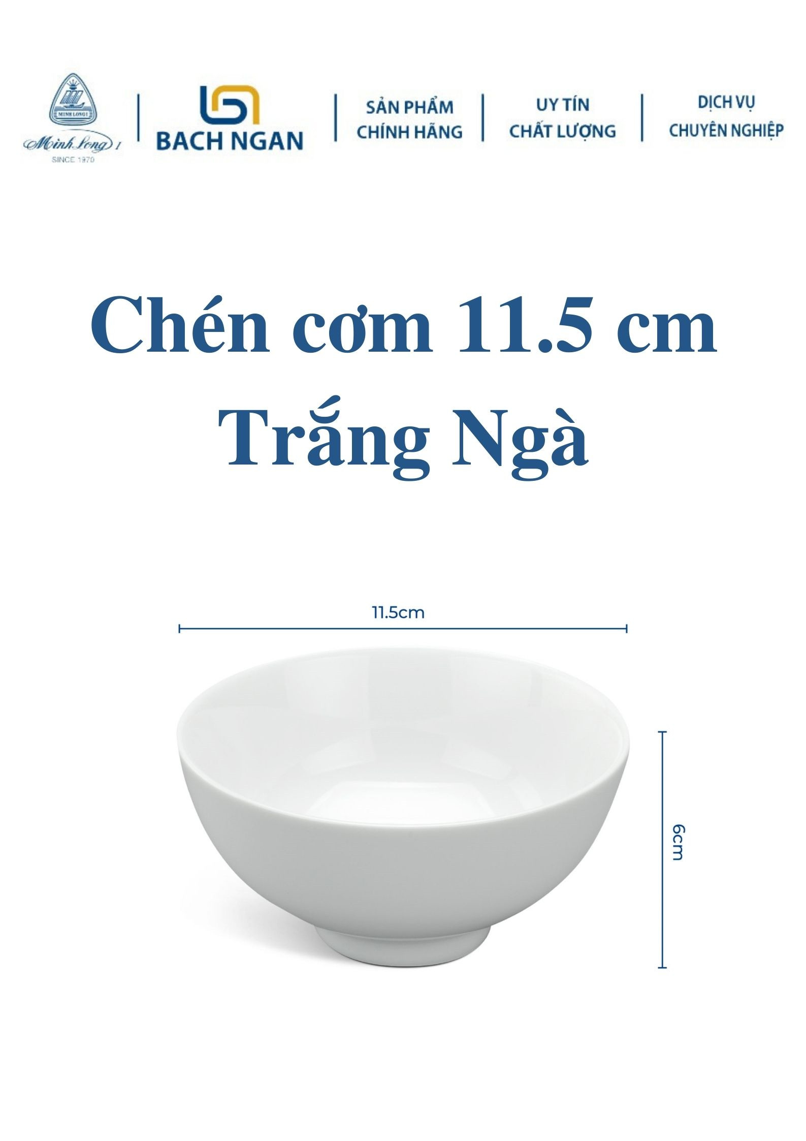 Bộ 10 chén cơm Minh long 11.5 cm Jasmine Lys Trắng Ngà