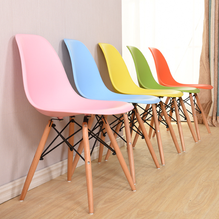 Bộ 4 Ghế nhựa chân gỗ chắc chắn nhiều màu - Ghế ăn gia đình, Ghế coffee, Ghế ban công dựa lưng thư giãn decor đẹp