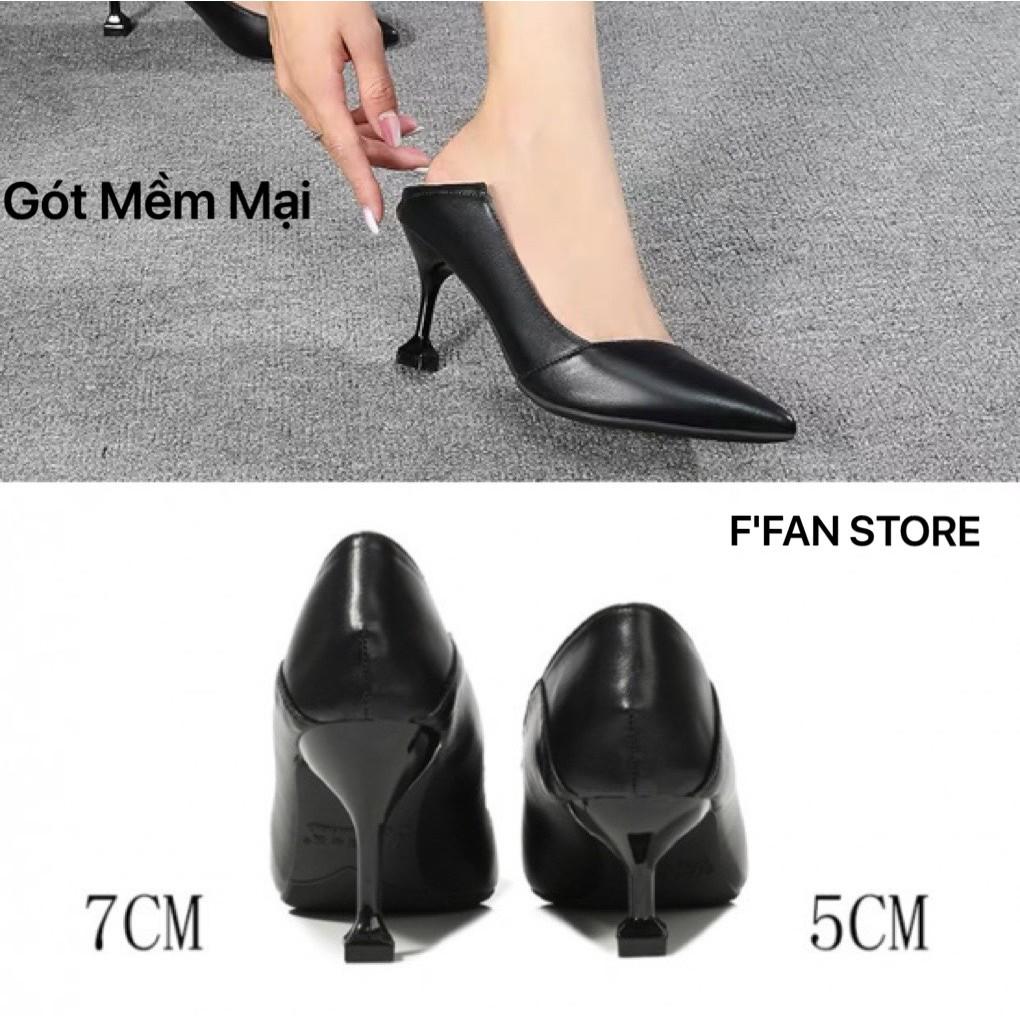 Giày Cao Gót (DA THẬT) Da Mềm Như Bún Công Sở Văn Phòng Nữ Vạt Xiên FFAN STORE