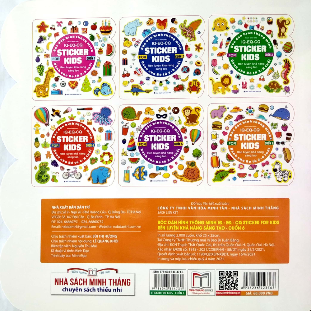 Bóc Dán Hình Thông Minh IQ - EQ - CQ - Sticker For Kids Cuốn 6 (2-8T)