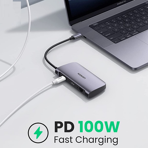 Bộ chia Hub USB type C 7 in 1 Ugreen 50852 Chính Hãng CM212 - Type C to HDMI 4K - Lan Gigabit + 2USB 3.0/Reader SD/TF hàng chính hãng