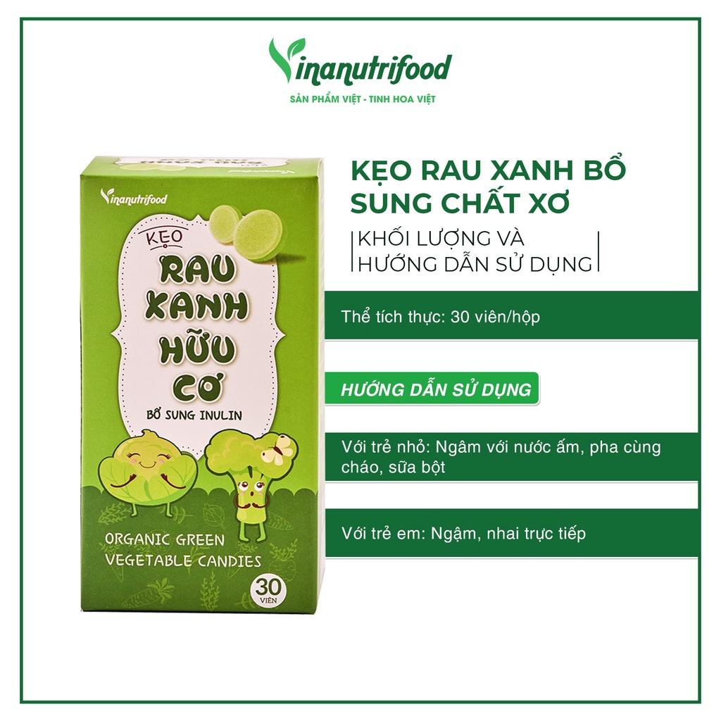 Kẹo rau xanh Vinanutrifood bổ sung tinh chất rau củ chứa vitamin và khoáng chất xơ, có lợi cho tiêu hóa, hộp 30 viên