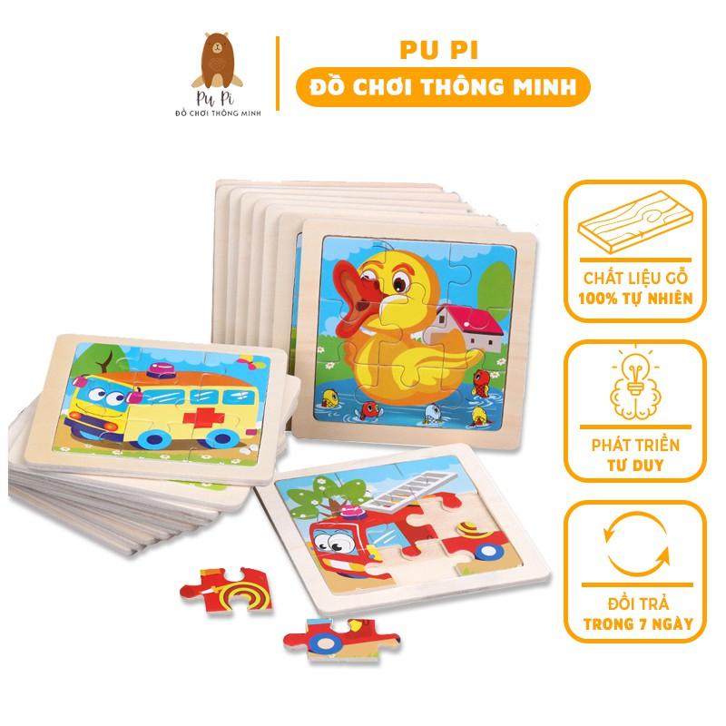 Tranh Ghép Cho Bé, Ghép Hình Tư Duy, Loại 9 Mảnh, Kích Thước 11x11 cm, Nhiều Chủ Đề - Đồ Chơi Thông Minh