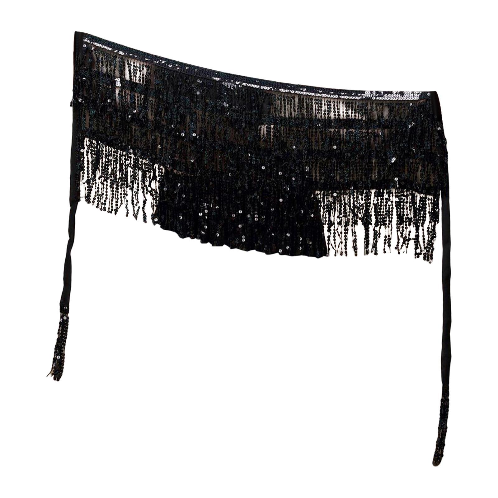 Bohemian Belly Dance Skirt Waist Chain Sequined Tassel Sequins Fringe Costume for Party