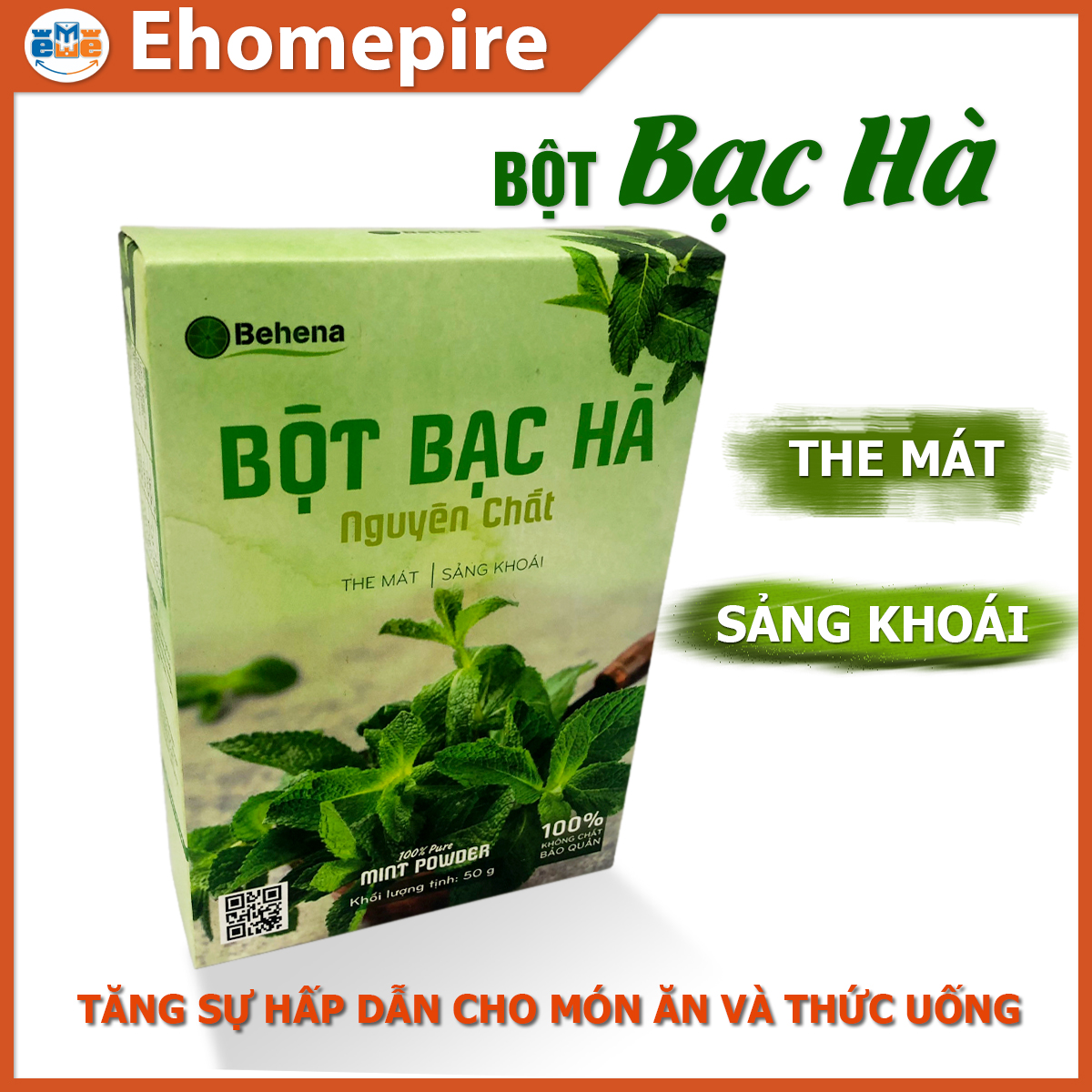 Bột Bạc Hà Behena- Hộp 50g- The Mát, Sảng Khoái - NPP Ehomepire