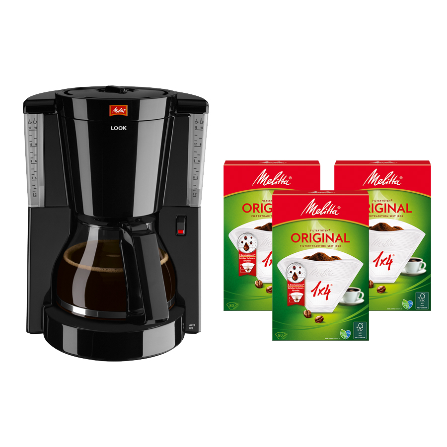 COMBO Sản phẩm Melitta Máy Pha Look IV + 3 Giấy Lọc 1x4 - Hàng chính hãng