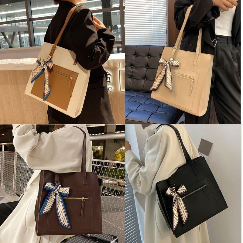 Set Túi xách nữ + Tặng khăn công sở đẹp tote MiiZzu size 30cm để vừa A4 kẹp nách đeo vai thời trang cao cấp Hàn Quốc (T069)