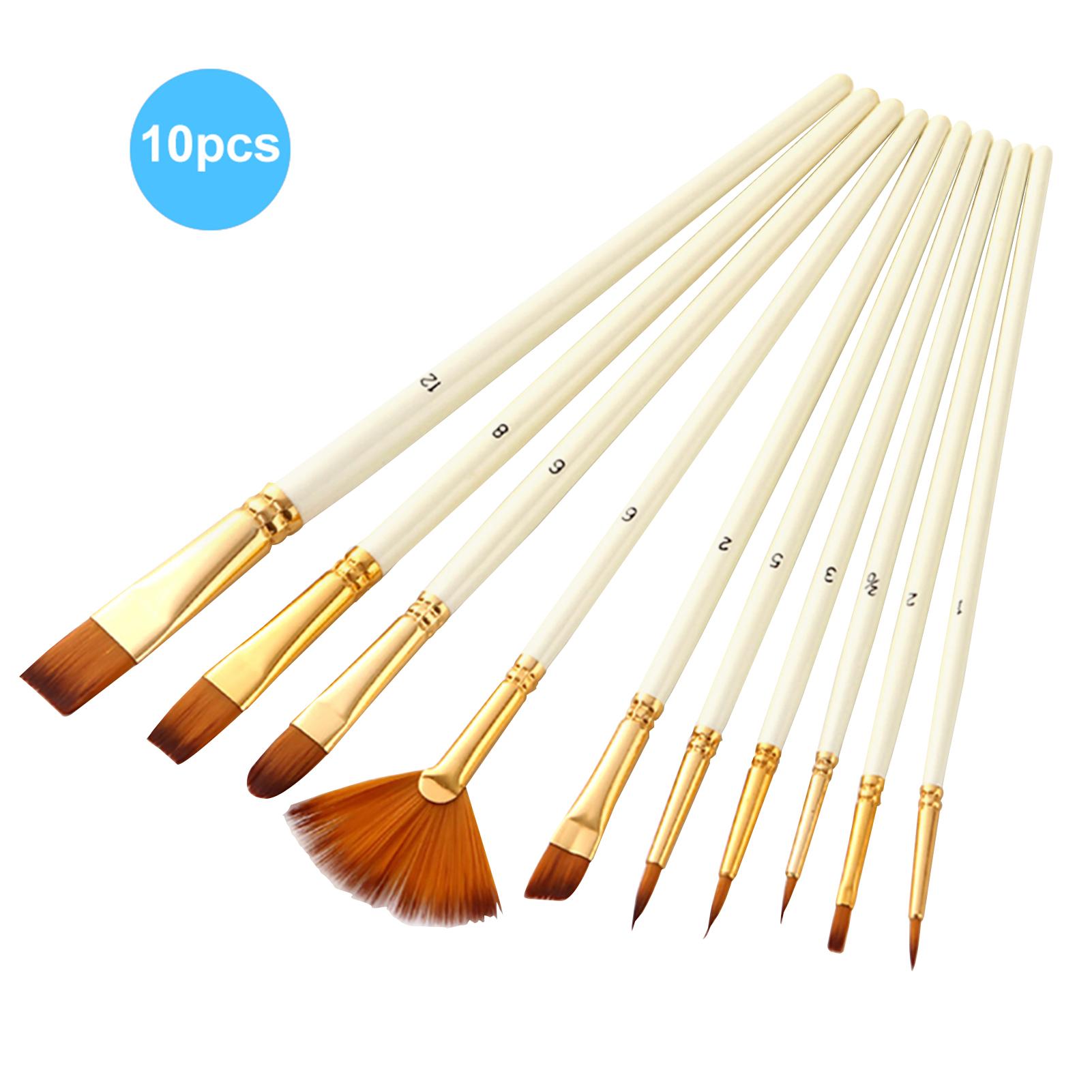 10 cái Bàn chải Sơn Nylon cho Nghệ sĩ Acrylic Aquarelle Bột màu Dầu màu nước
