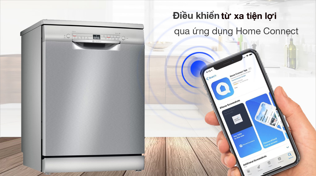 Máy Rửa chén Bát Bosch Wifi SMS2IVI61E Serie 2, thông minh tiện lợi với sức chứa 13 bộ - Hàng chính hãng