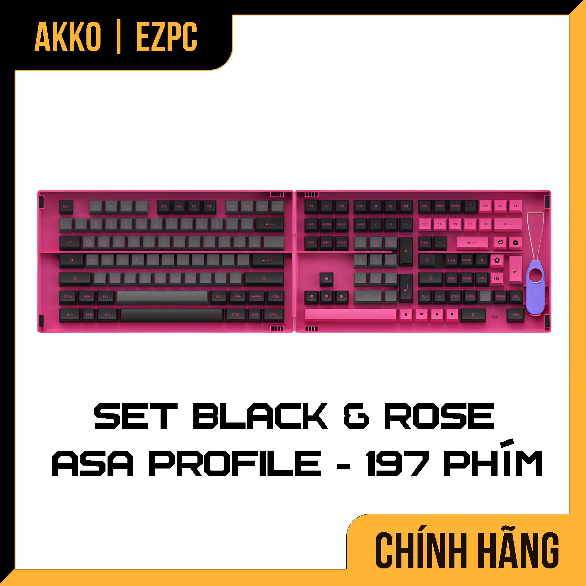 Keycap Cho Bàn Phím Cơ AKKO Hàng Chính Hãng Black &amp; Rose ASA Profile | EZPC