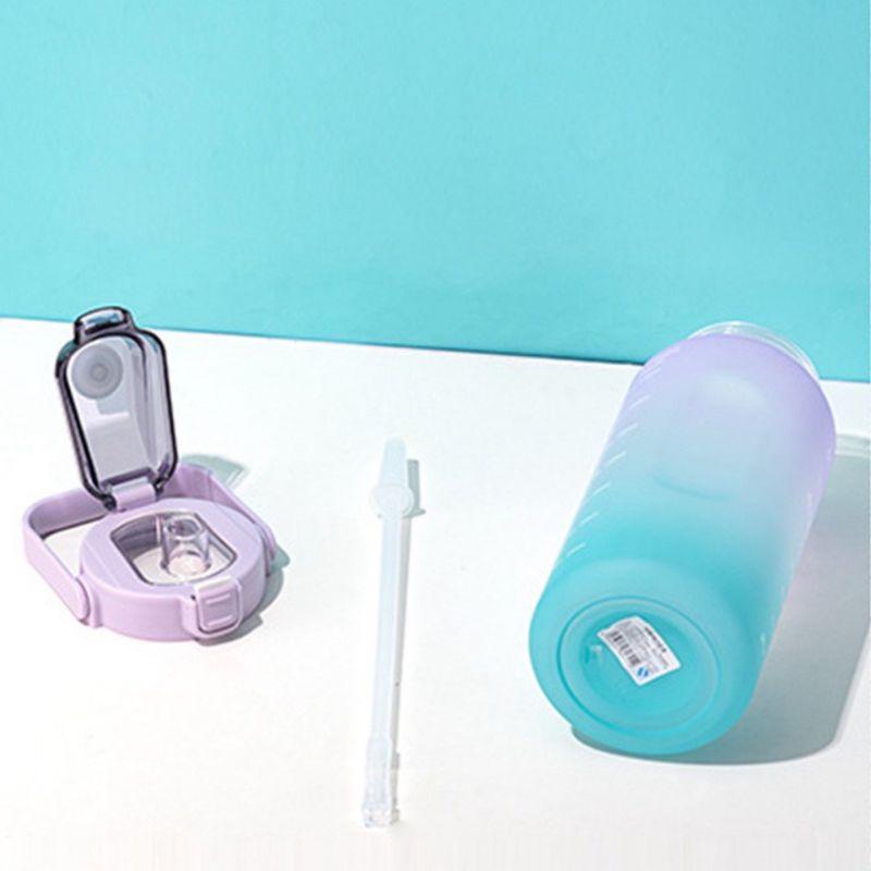 Bình Nước 2L - Có Vạch Kẻ Chia ML Cho Mỗi Ngày - Có Ống Hút Siêu Tiện Lợi