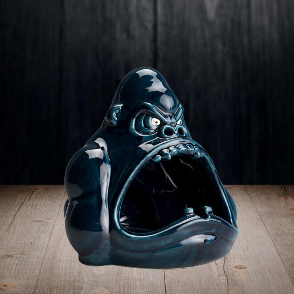 Ceramic Ashtray Orangutan Shape Big Mouth Cartoon Animal Large Capacity Ash Tray Holder Incense Cone Burner for Car Home Office