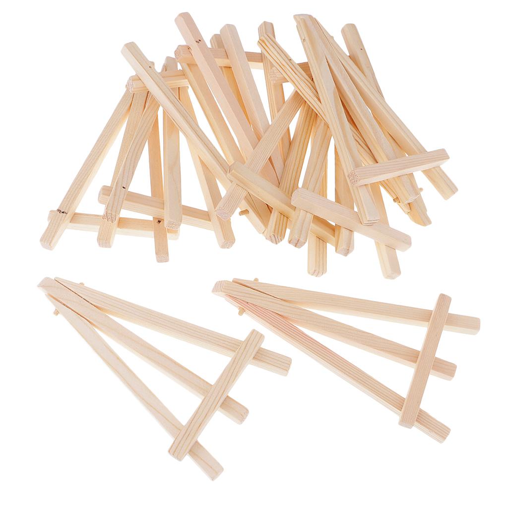 50x Wooden Tripod Easel Display Painting Table Number Stand Card 15.5x7.5cm