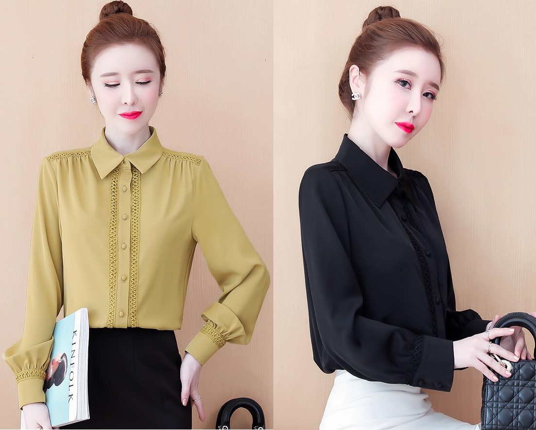 Áo sơ mi nữ phối ren cách diệu - NH449