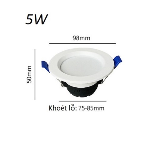 [SIÊU RẺ] Đèn Led Âm Trần 5W, Đèn Downlight, Đèn Trần Thạch Cao, A5 Hàng Chính Hãng