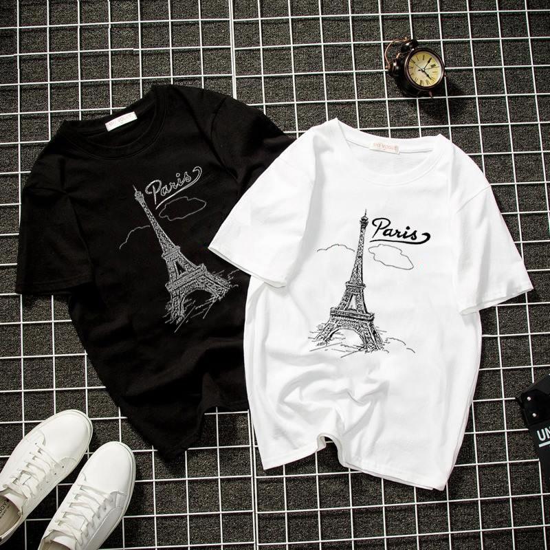 Áo thun unisex Paris form rộng vải dày mịn 2019T958