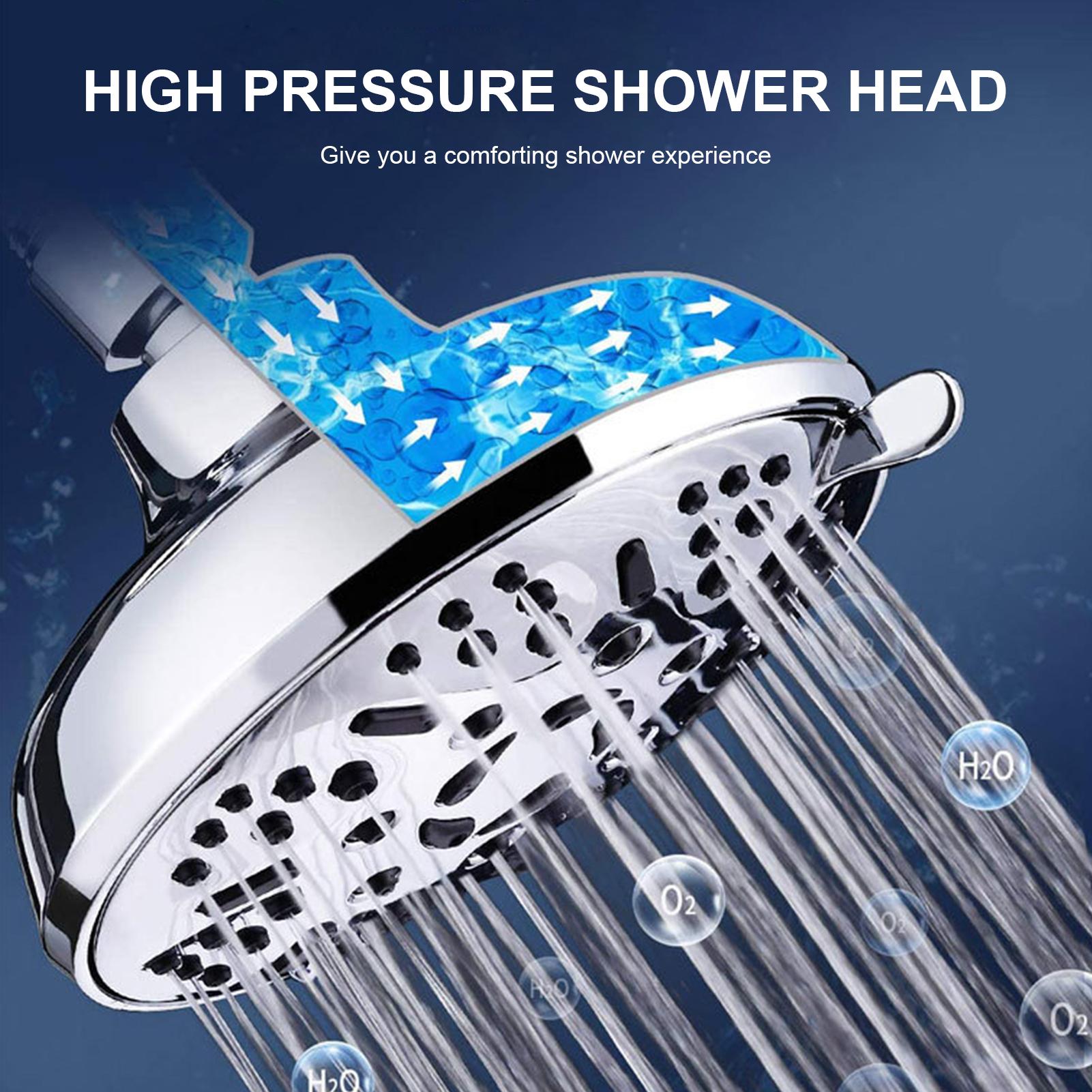Đầu vòi hoa sen phun mưa 4,5 inch,áp suất cao có thể điều chỉnh với 9 cài đặt, bằng chất liệu thép không gỉ chất lượng cao