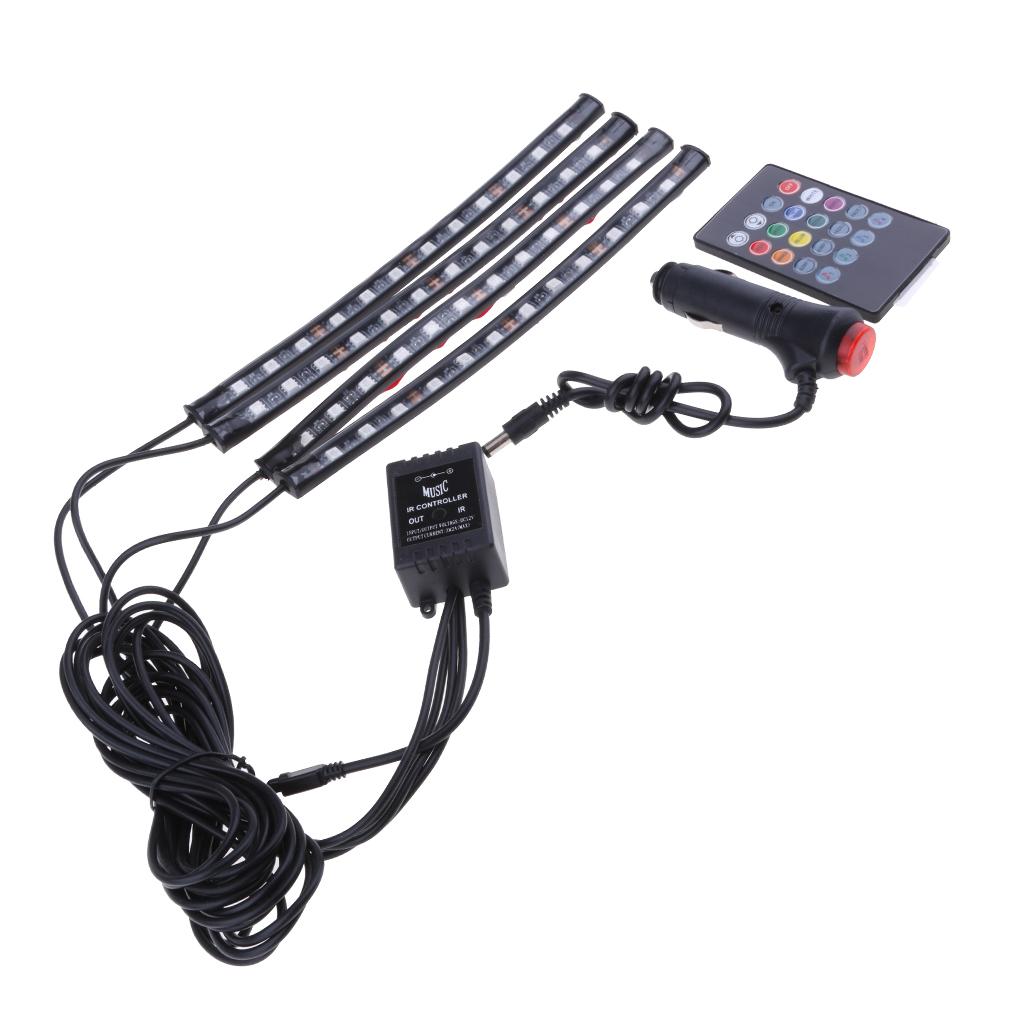 LED 8Color RGB Strip Sound Activated Car Interior Music Lights Ambient Light