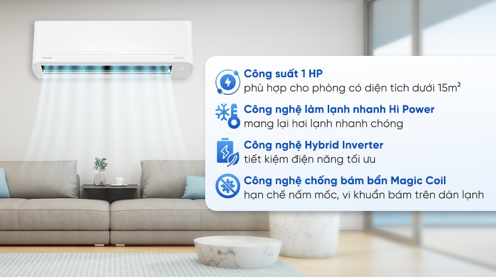 Máy lạnh Toshiba Inverter 1 HP RAS-H10S5KCV2G-V - HÀNG CHÍNH HÃNG - CHỈ GIAO HCM