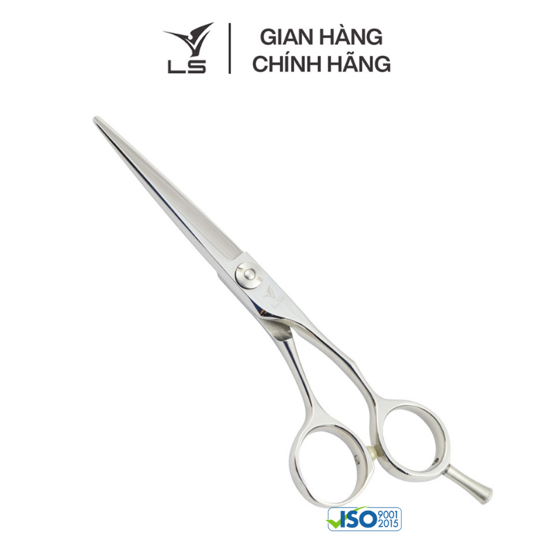 Kéo cắt tóc LS JP551 lưỡi thẳng quai offset vênh đỡ ngón tháo rời -tặng bao da và bộ vệ sinh kéo