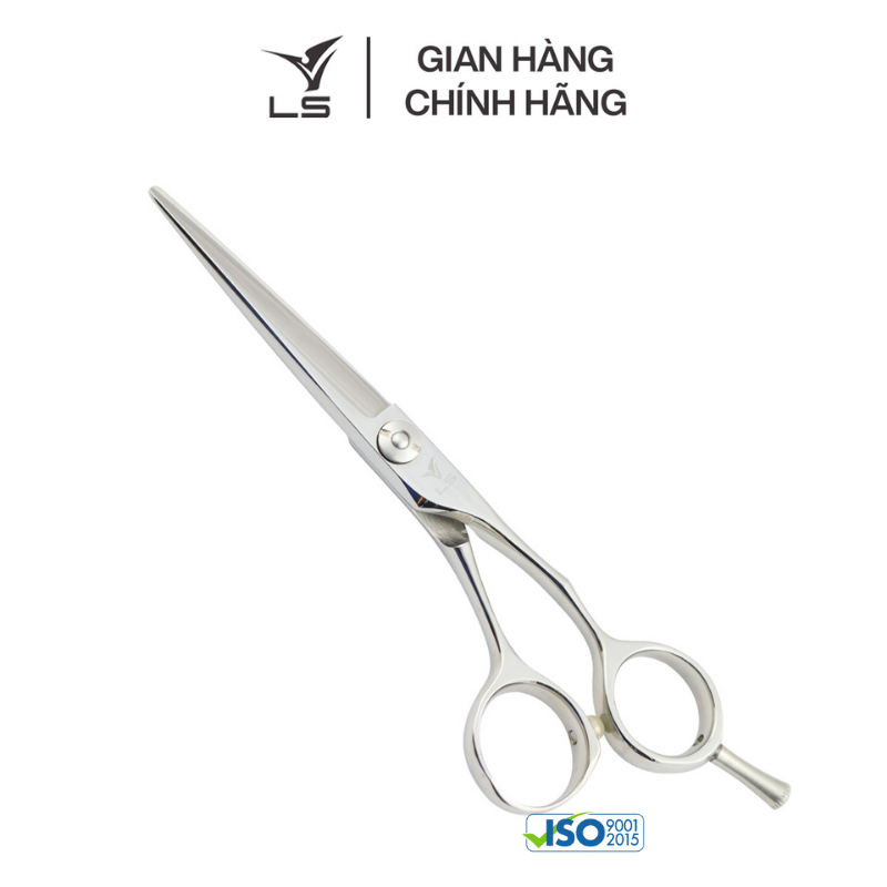 Kéo cắt tóc LS  JP551 lưỡi thẳng quai offset vênh đỡ ngón tháo rời -tặng bao da và bộ vệ sinh kéo