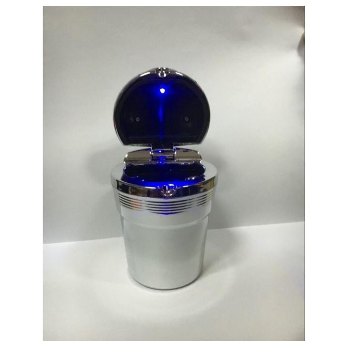 Cốc gạt tàn thuốc cao cấp mạ viền có đèn led xe hơi ô tô, sang trọng