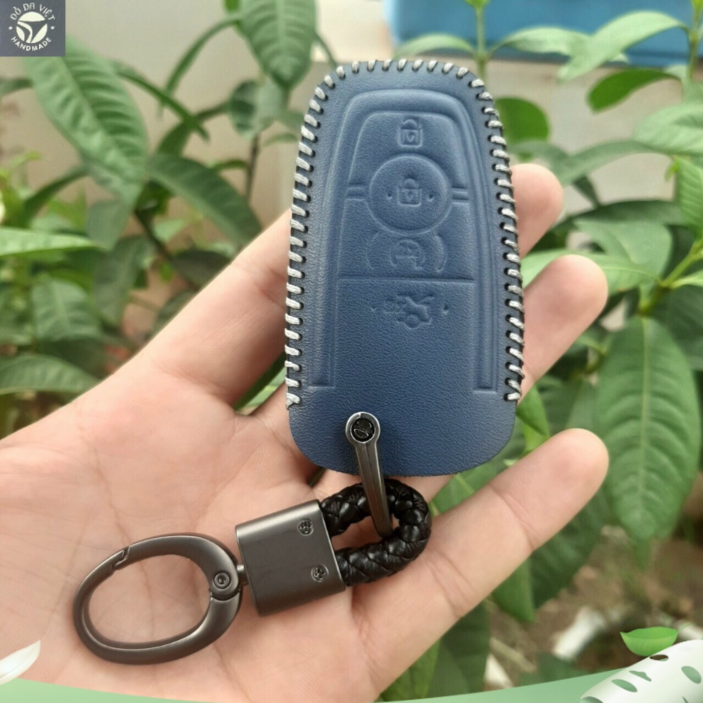 Bao Da Chìa Khóa Ford Ecosport, Raptor, Everest, Ranger, Explorer loại 4 nút; da bò thật, bảo hành 2 năm