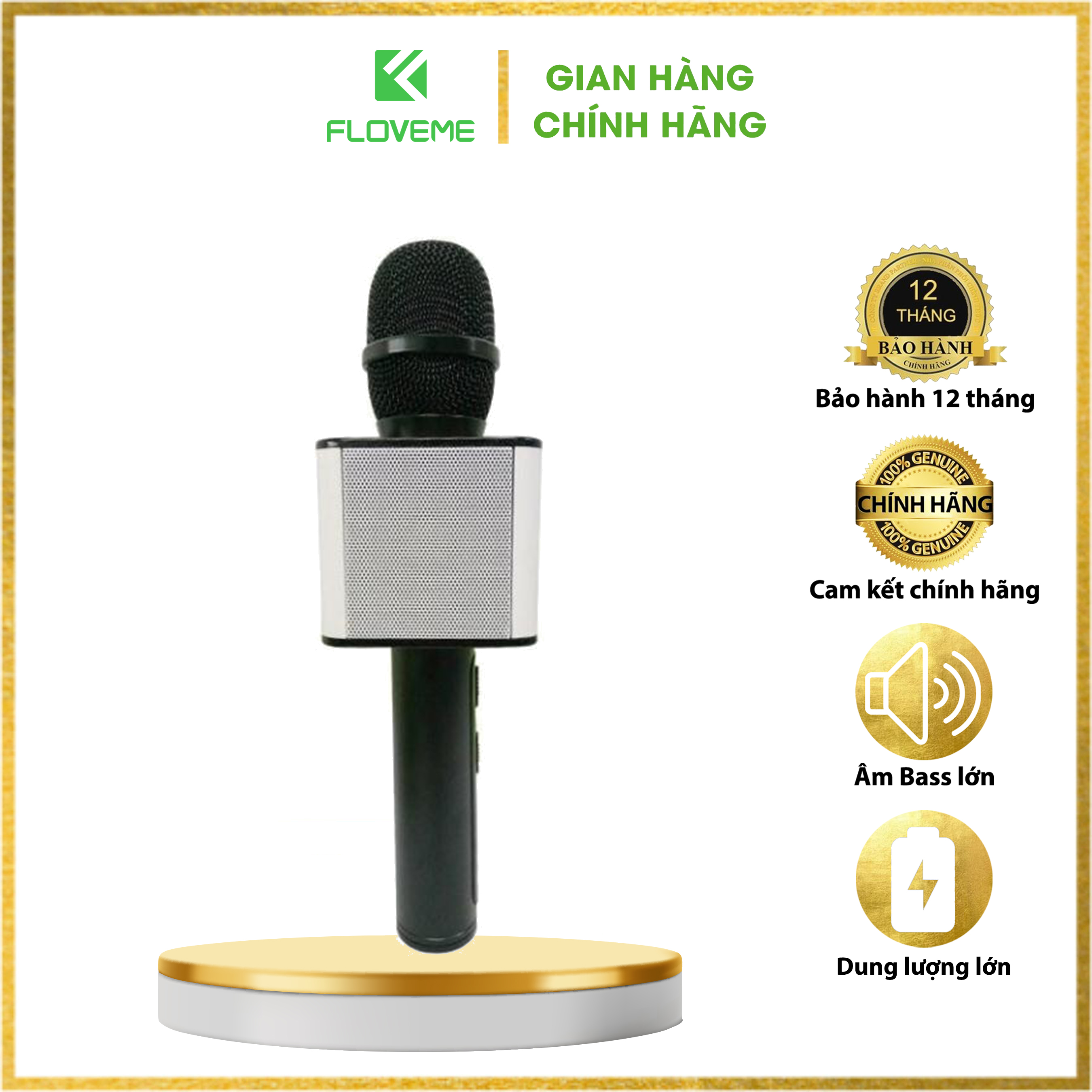 Micro Karaoke Bluetooth Floveme - SD08 Cấm Tay, Kết nối không dây, Âm thanh chân thật, loa to, bass chuẩn, pin 2600mah - Hàng chính hãng