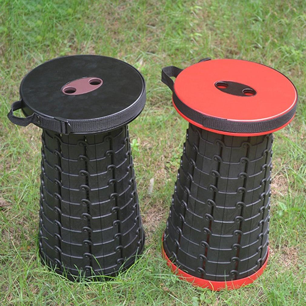 Portable Retractable Foldable Chair Light Weight Strong Adjustable Plastic Stool For Fishing And Traveling Adjust Height Seat