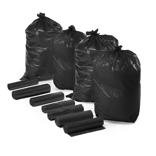 6 cuộn Túi đựng rác gia đình, Bao đựng rác văn phòng tiện lợi màu đen size trung 55x65