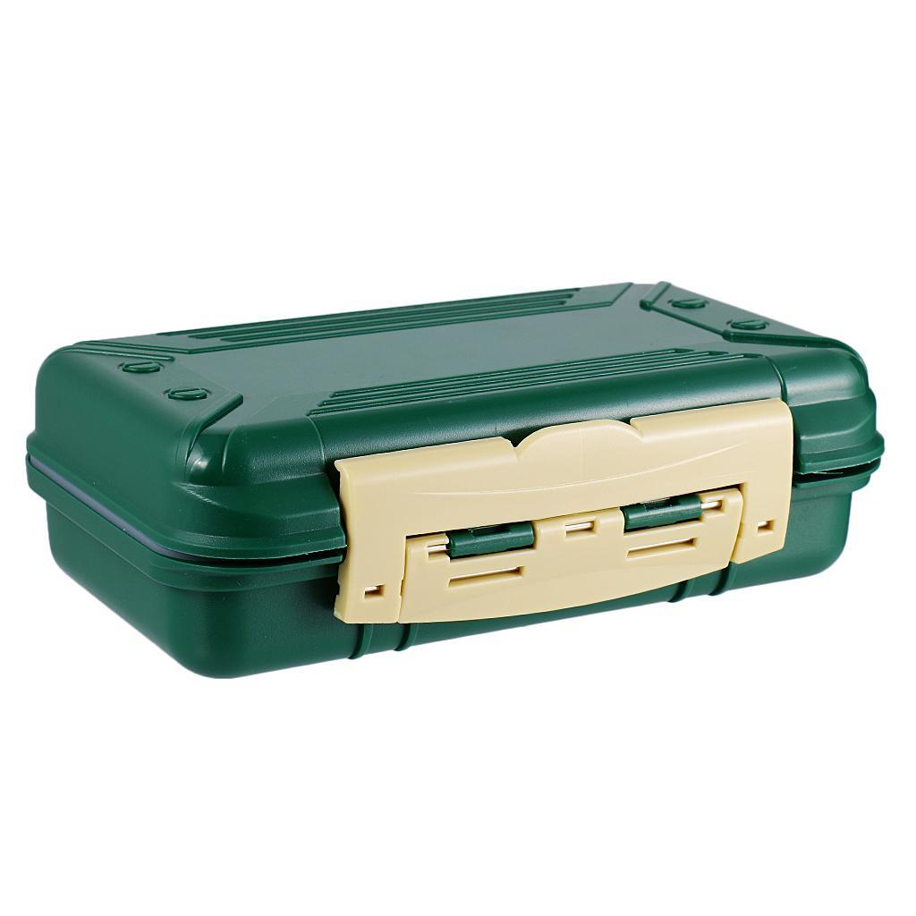 Green Double Side Plastic Fishing Tackle Box-16 slot Hooks Swivel Bead Case