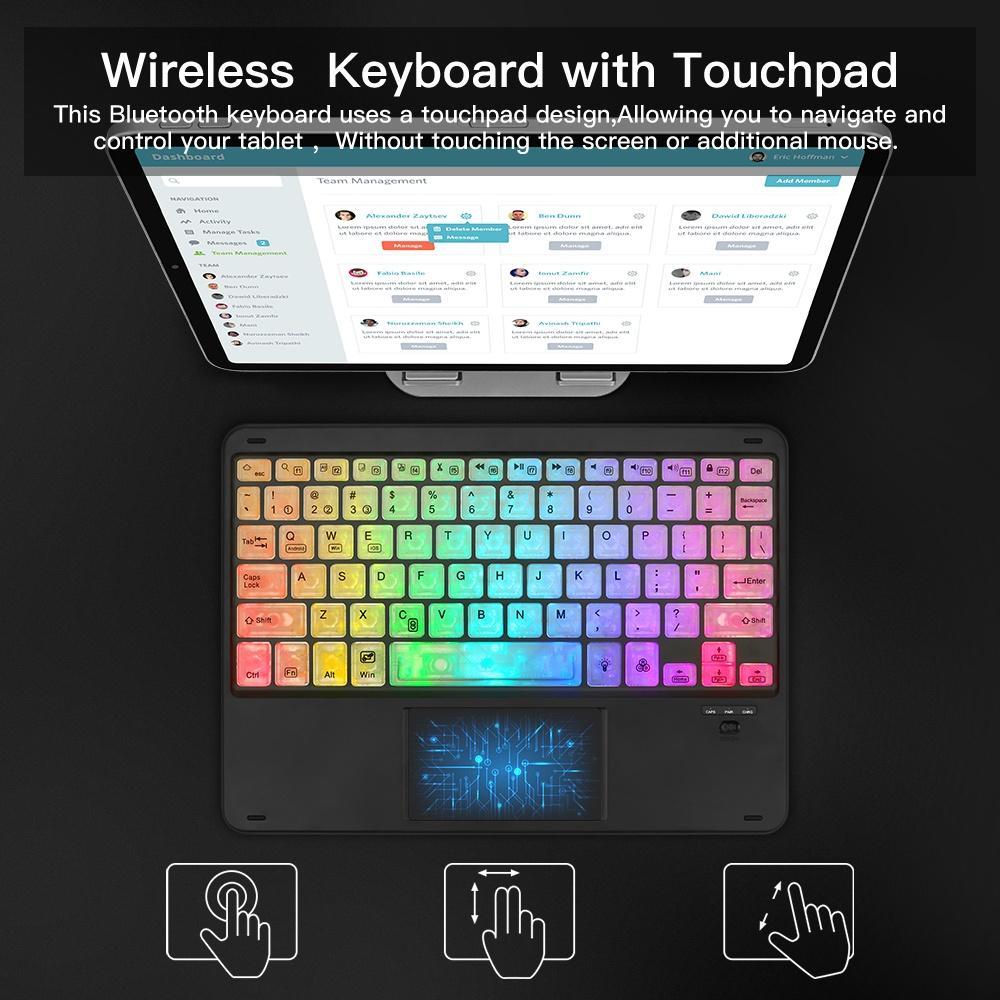 Bàn phím không dây bluetooth GOOJODOQ đèn LED RGB thích hợp cho điện thoại iPad Pro Air Xiaomi Huawei Android Windows