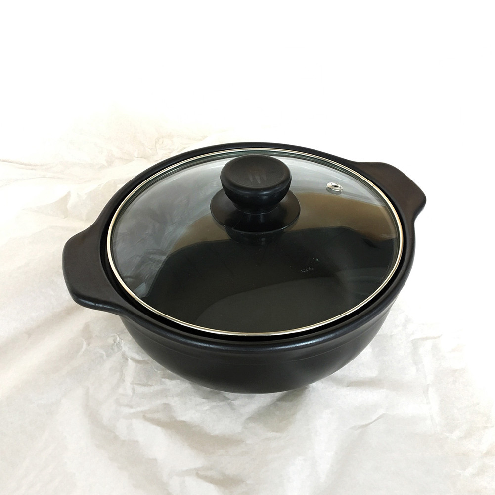 Nồi sứ nắp thủy tinh 1200ml NodaCook - Đen