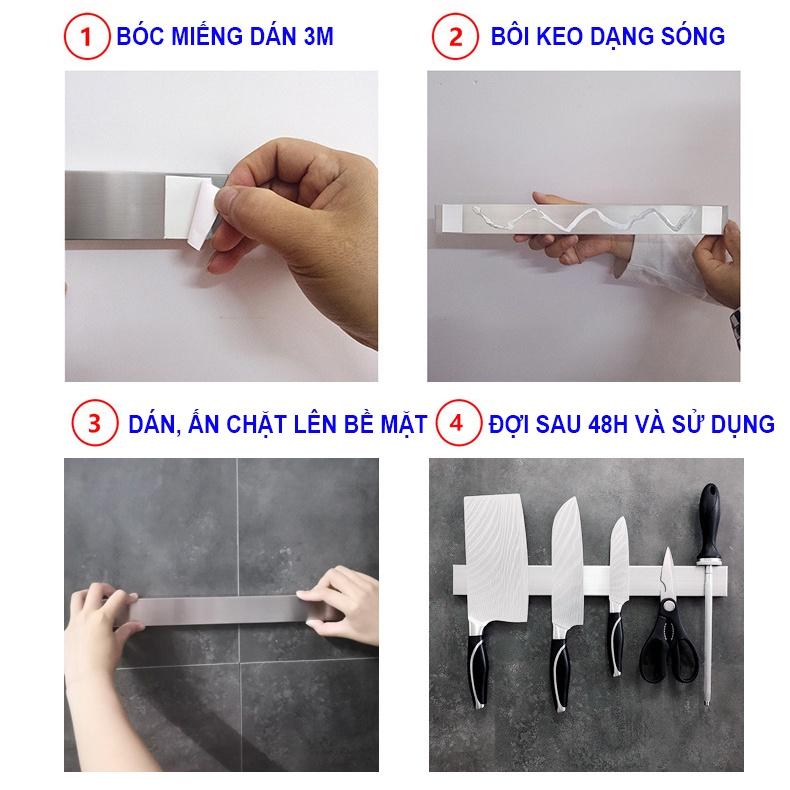 Giá Cài dao, kéo nam châm vĩnh cửu inox 304 Jodily cao cấp dán tường