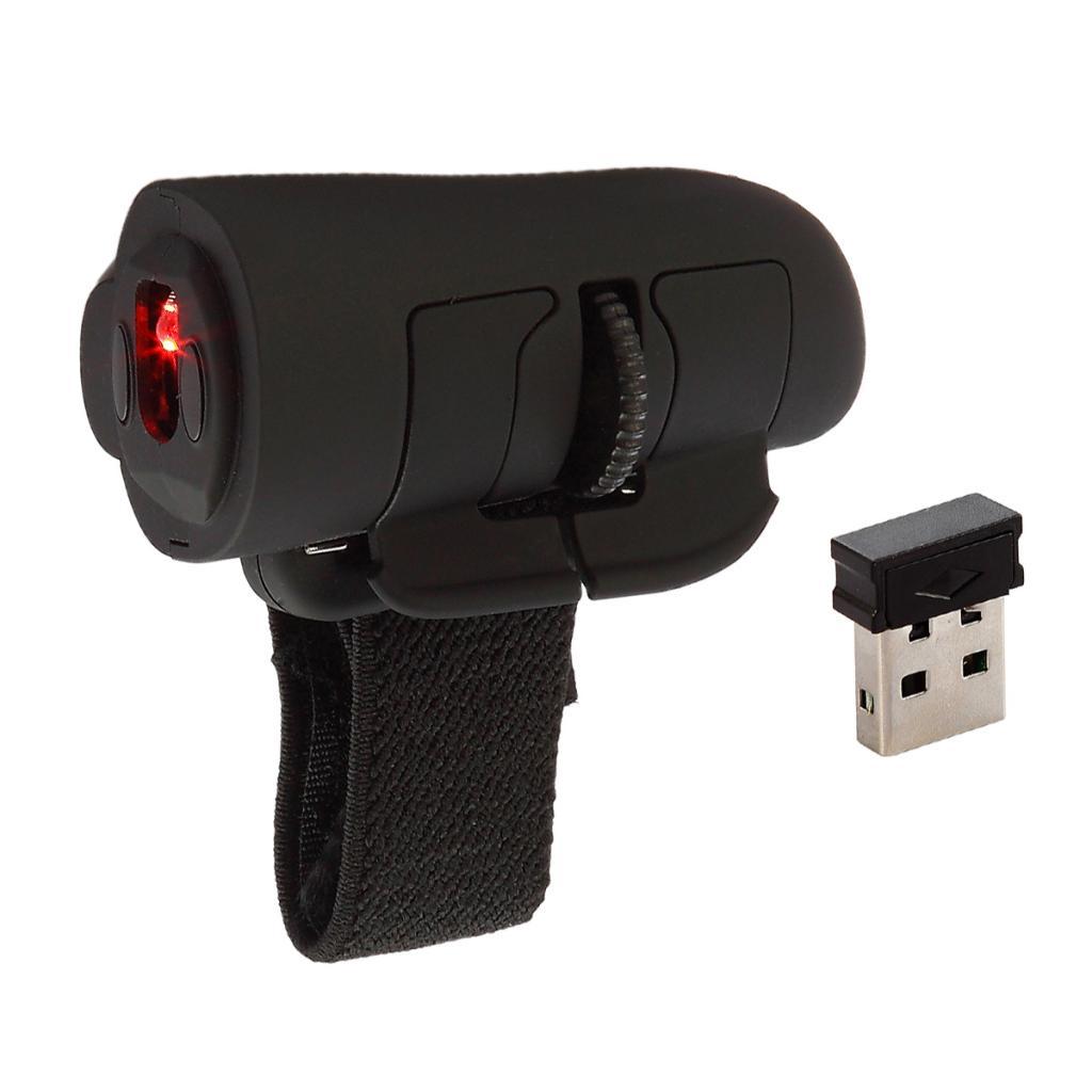 Mini Wireless USB Finger Mouse Optical Handheld Mice for Laptop PC Black