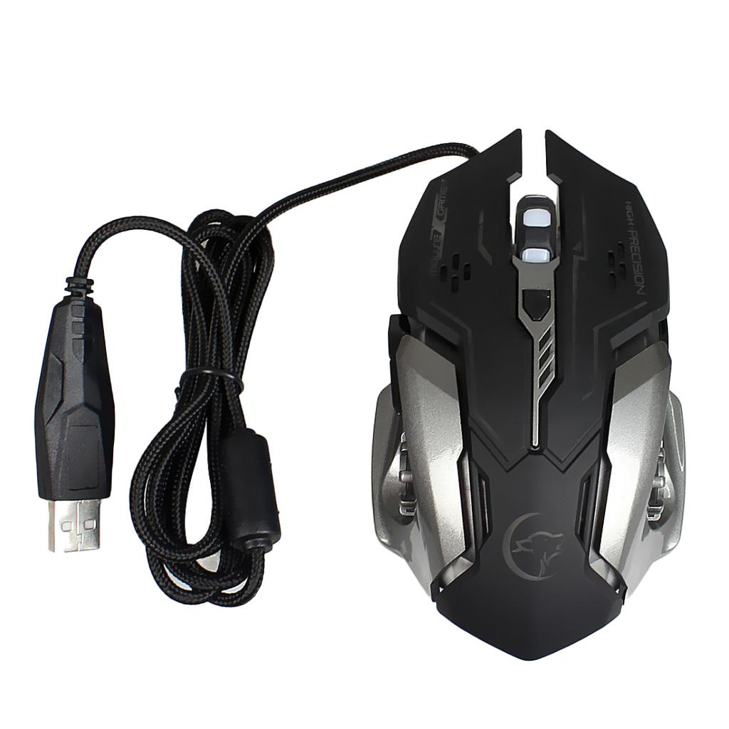 USB Wired Mouse Gaming Mice, 6 Buttons LED Backlit Colorful Light, with Scroll