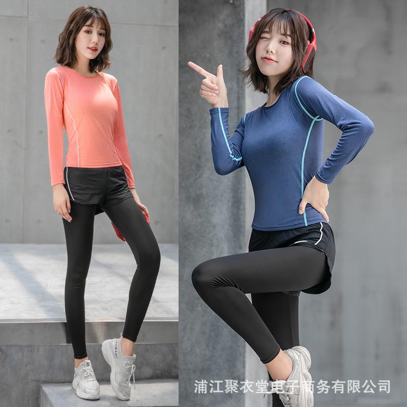 Thảm Tập Yoga Phù Hợp Với Bé Gái Mùa Hè Cơ Thể Dày Tay Ngắn Đầu Chạy Thể Thao Ngoài Trời Thể Dục Quần Áo 2 Bộ Phụ Nữ tập Gym Thun Quần