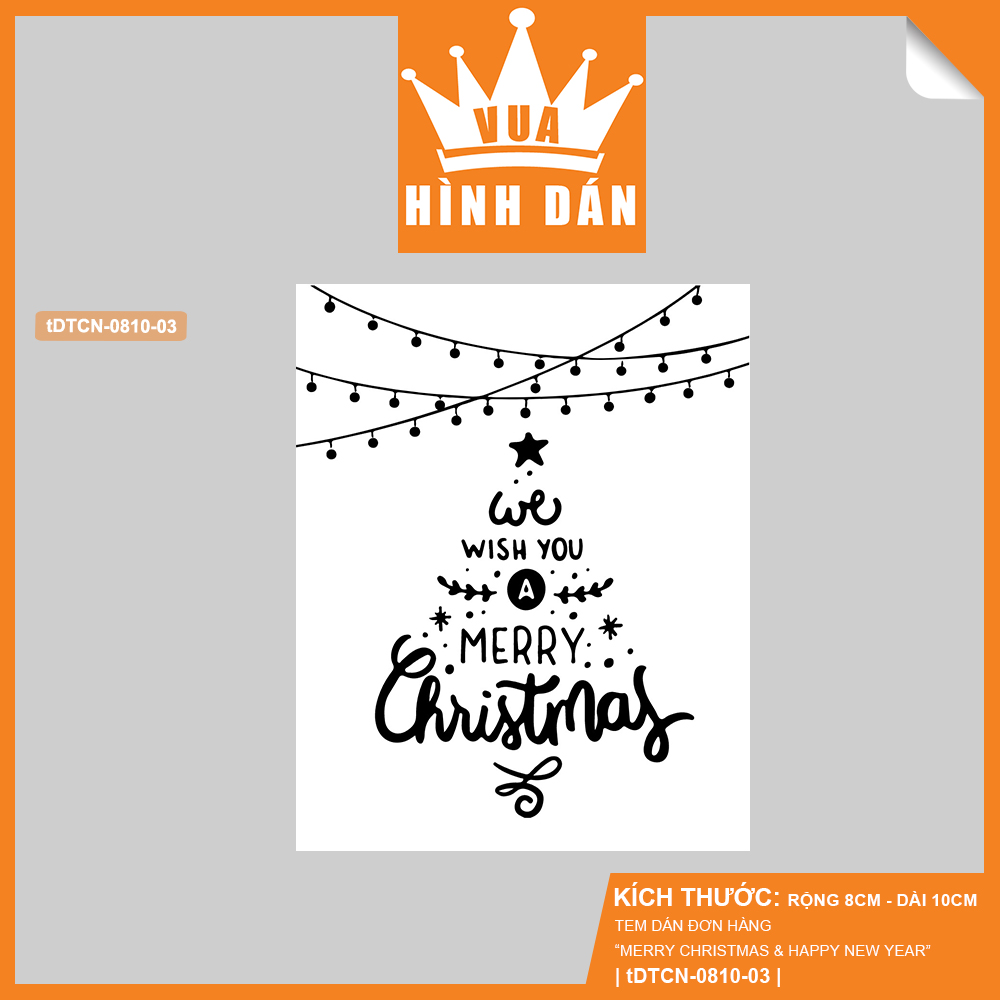 Set 50/100 sticker MERRY CHRISTMAS and HAPPY NEW YEAR (8x10cm) - tem dán chúc mừng sinh nhật, nhãn dán lên hộp quà, gói quà hoặc túi đựng sản phẩm, kiện hàng (4.016)