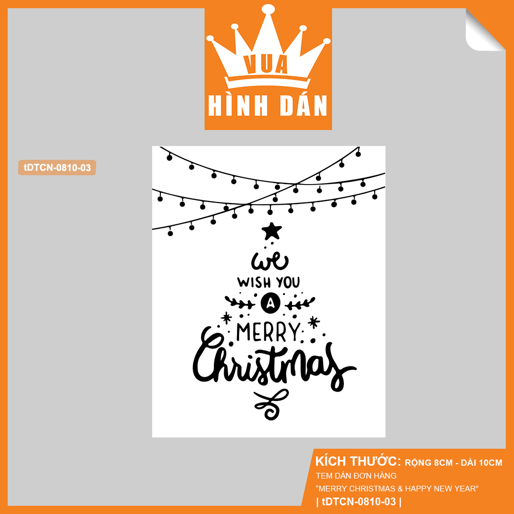 Set 50/100 sticker MERRY CHRISTMAS and HAPPY NEW YEAR - tem dán chúc mừng sinh nhật, nhãn dán lên hộp quà, gói quà hoặc túi đựng sản phẩm, kiện hàng