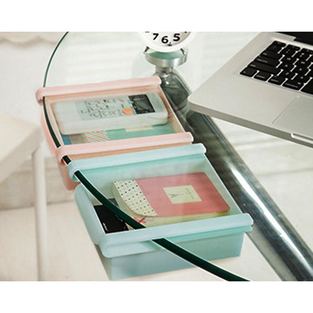 2x Fridge Table Space Saver Storage Box Food Organizer Rack Holder Pink